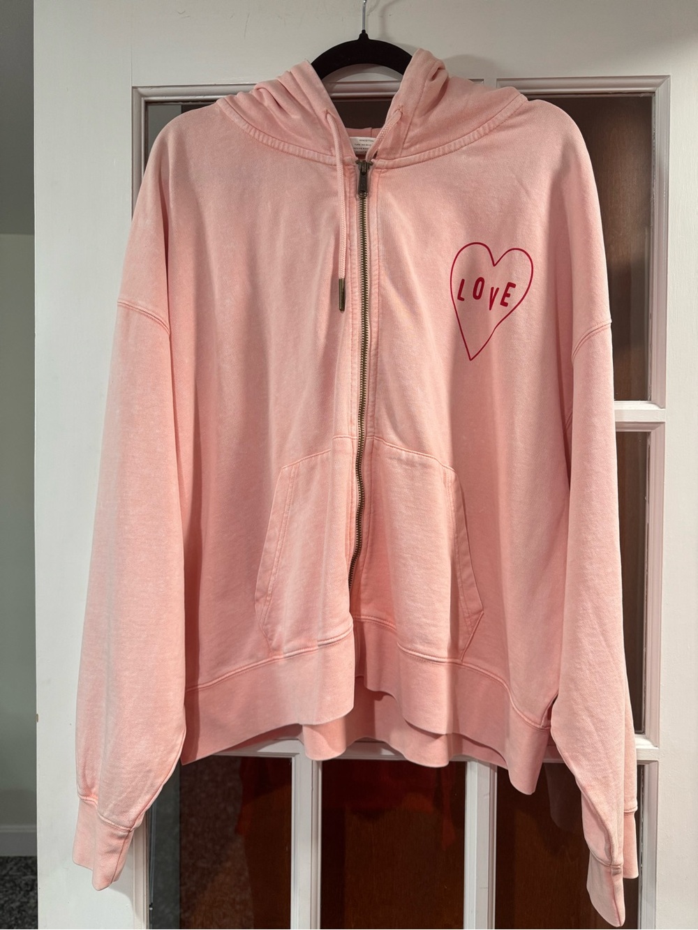 New Love Heart Pink Zip-Up Hoodie Jacket